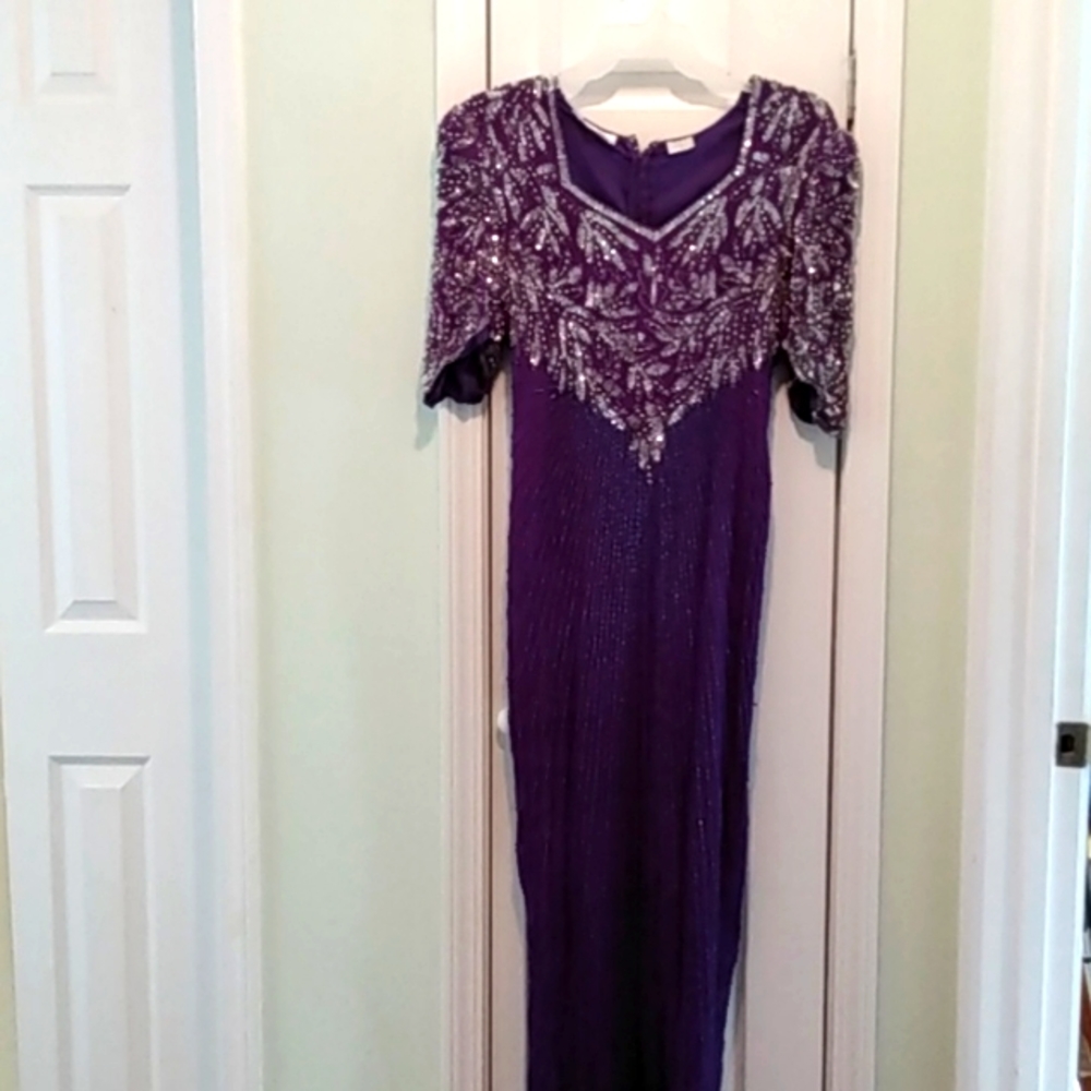 Fully beaded long formal dress